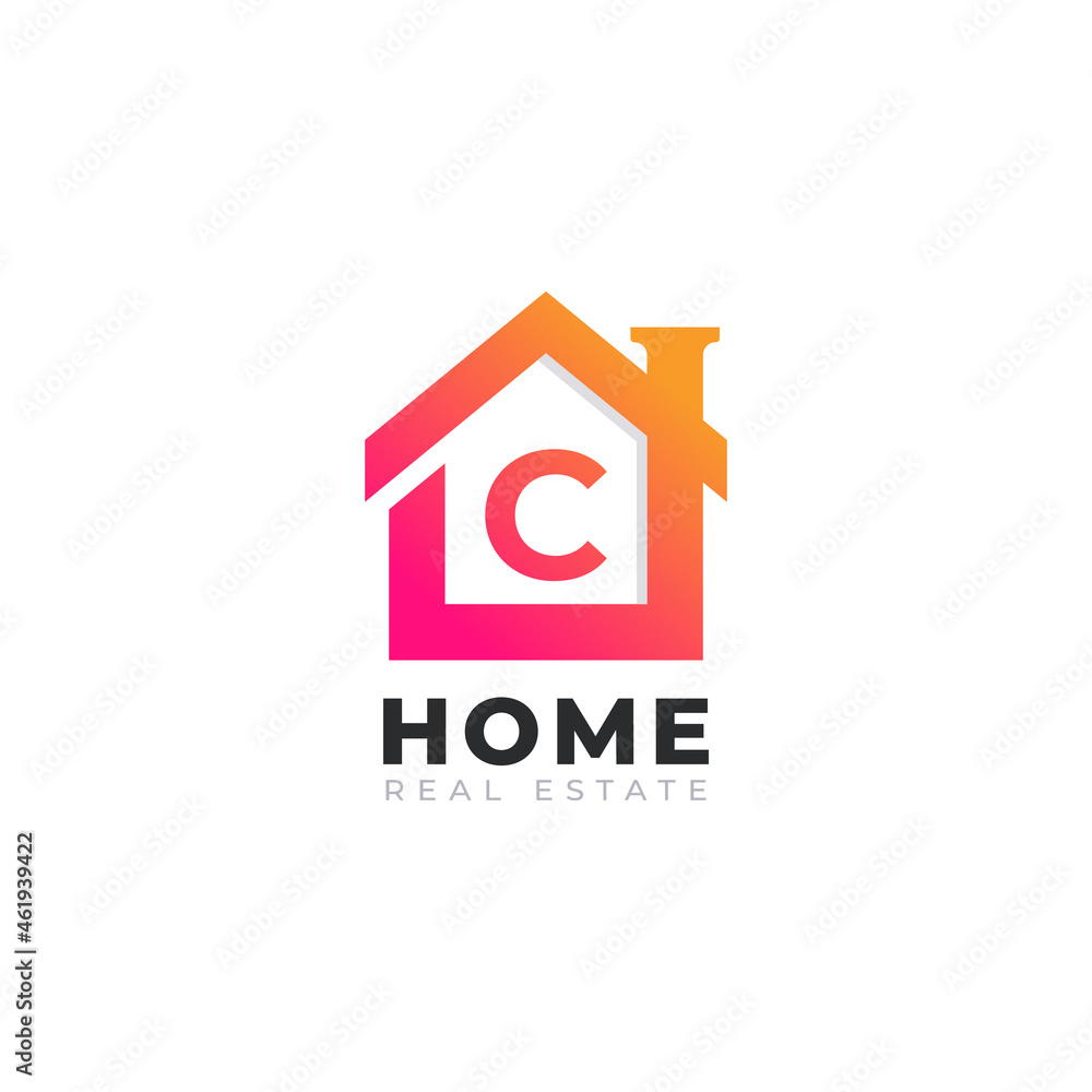 Initial Letter C Home House Logo Design. Real Estate Logo Concept. Vector Illustration Initial Letter C Home House Logo Design. Real Estate Logo Concept. Vector Illustration