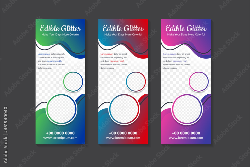 Promoting Vertical Image edible glitter business roll up design template, X-stand, Vertical flag ...