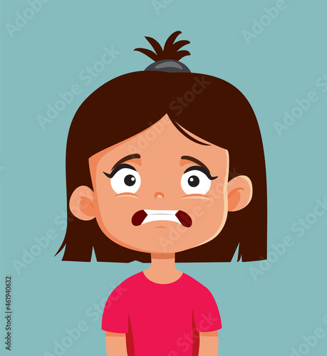 Little Girl Looking Scared Vector Cartoon