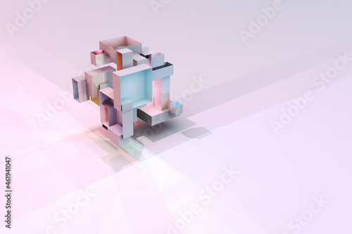 Εκτύπωση καμβά Abstract 3D illustration of a jumble of open boxes with multi colored lights ins