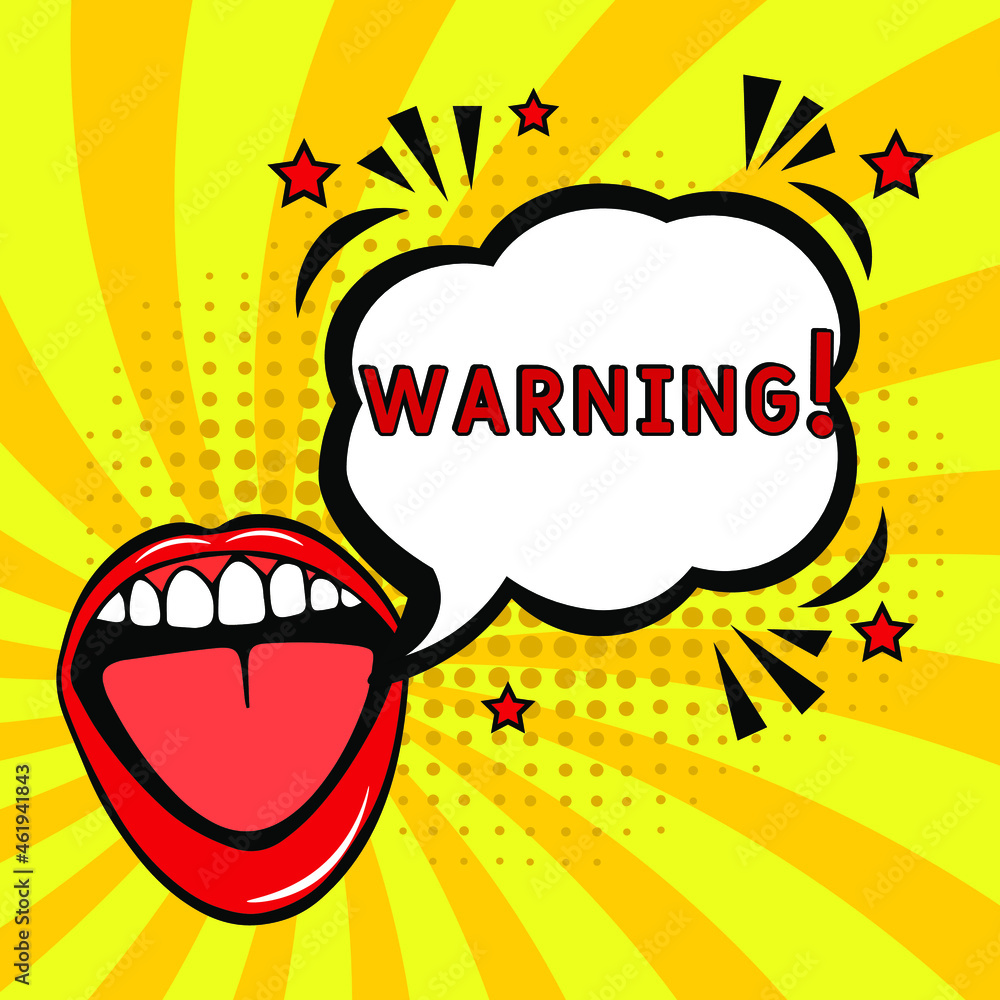 Warning, Font expression pop art. Warning in comic pop art style ...