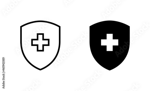 Health insurance icons set. Insurance health document sign and symbol