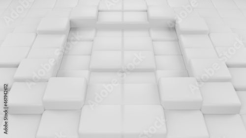 Abstract 3d rendering of geometric square shapes composition modern background © Chayon Creative