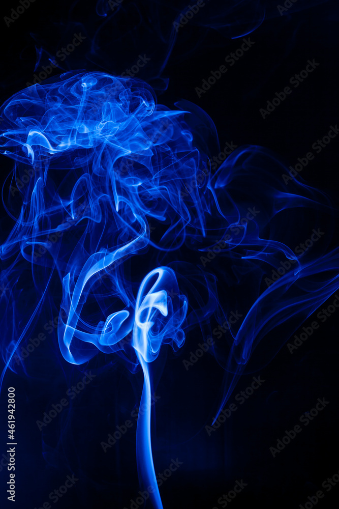 Movement blue smoke on black background. Movement blue smoke on black background.