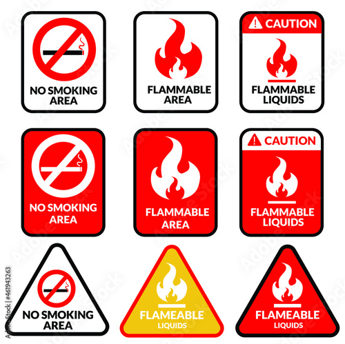 vector sign flammable liquids no smoking area for industry sign 