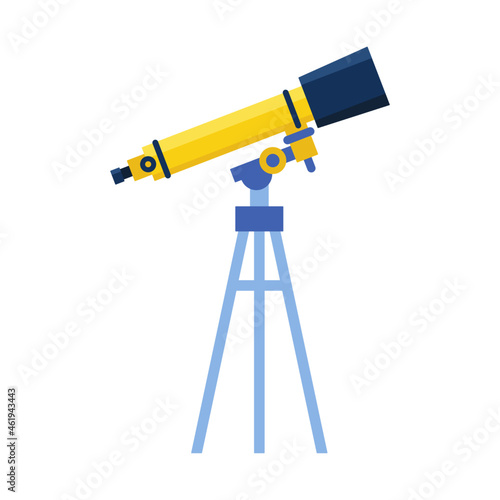 Vector of a yellow telescope to look at star gazing