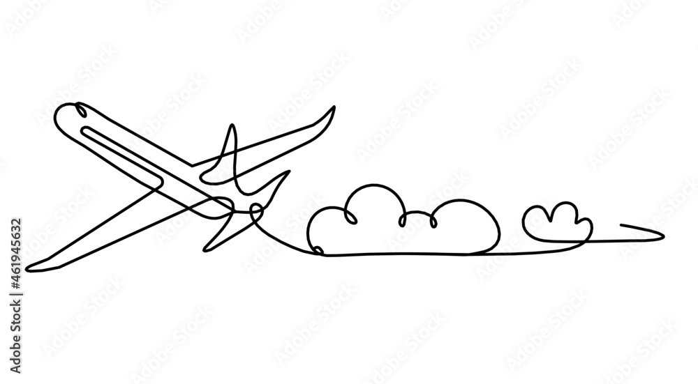 Abstract plane as line drawing on white as background. Vector Abstract plane as line drawing on white as background. Vector