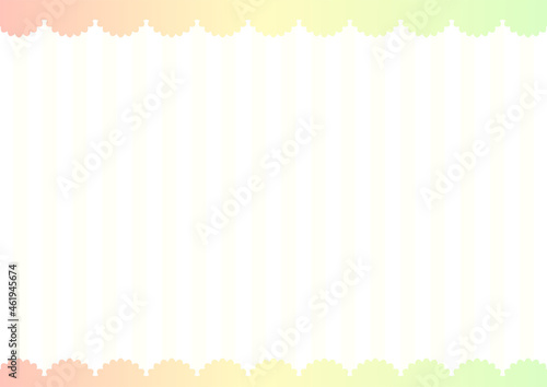 背景　上下レース柄　虹色