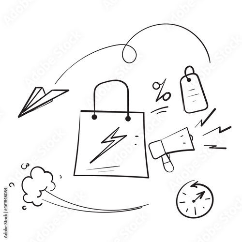 hand drawn doodle flash sale icon illustration vector