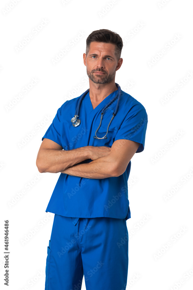 Male nurse in uniform isolated on white Male nurse in uniform isolated on white