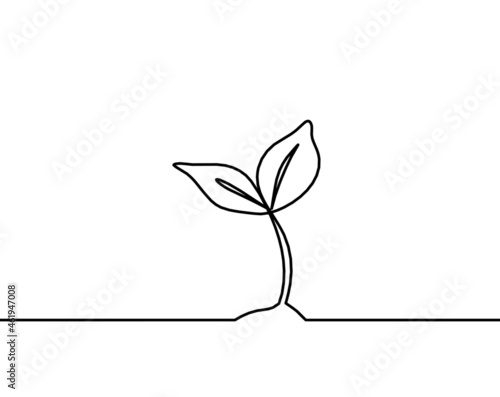 Abstract sprout as line drawing on the white background. Vector