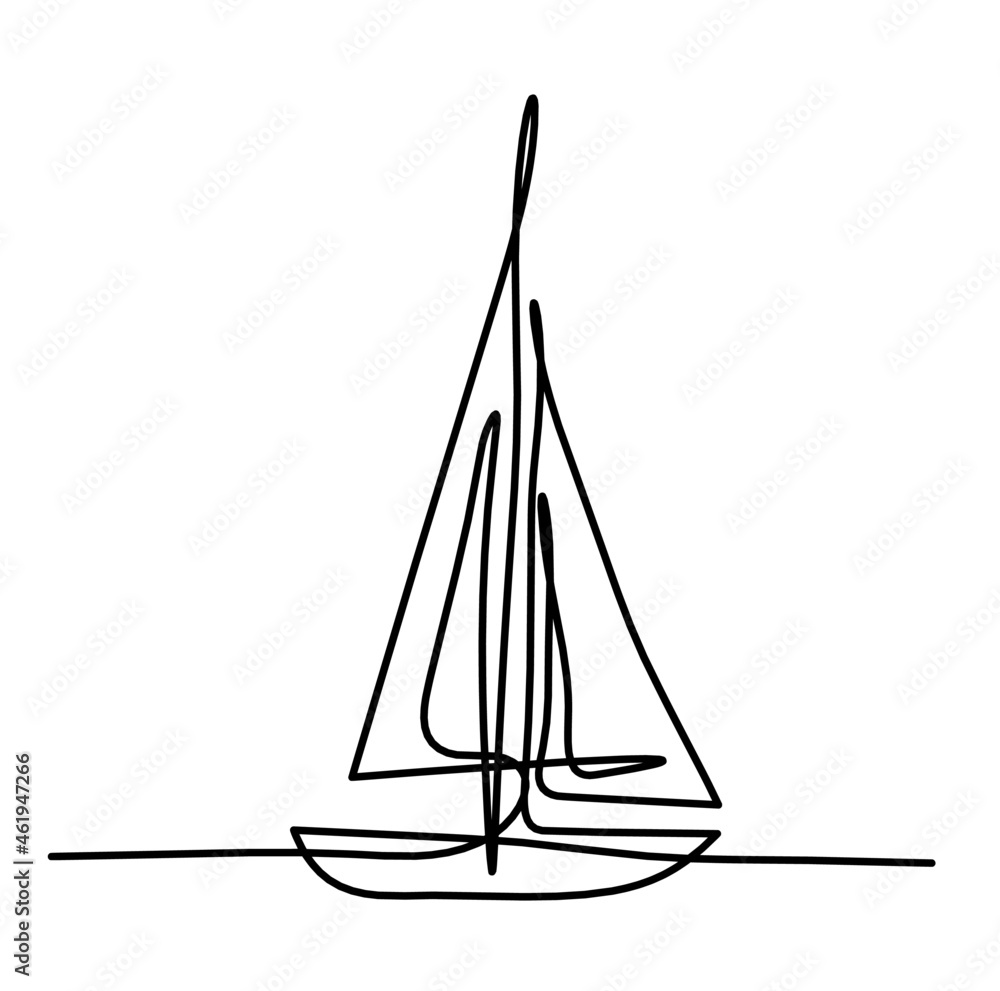 Abstract boat as line drawing on white