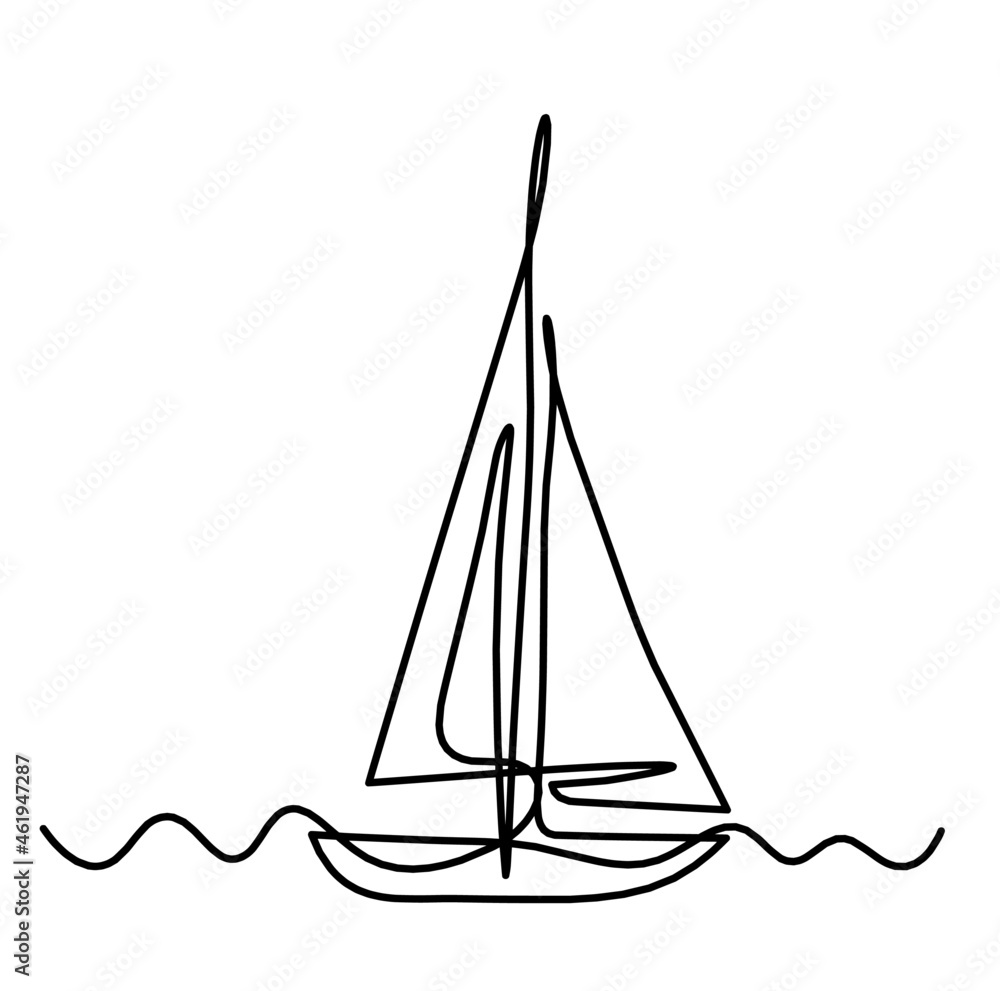 Abstract boat as line drawing on white background. Vector