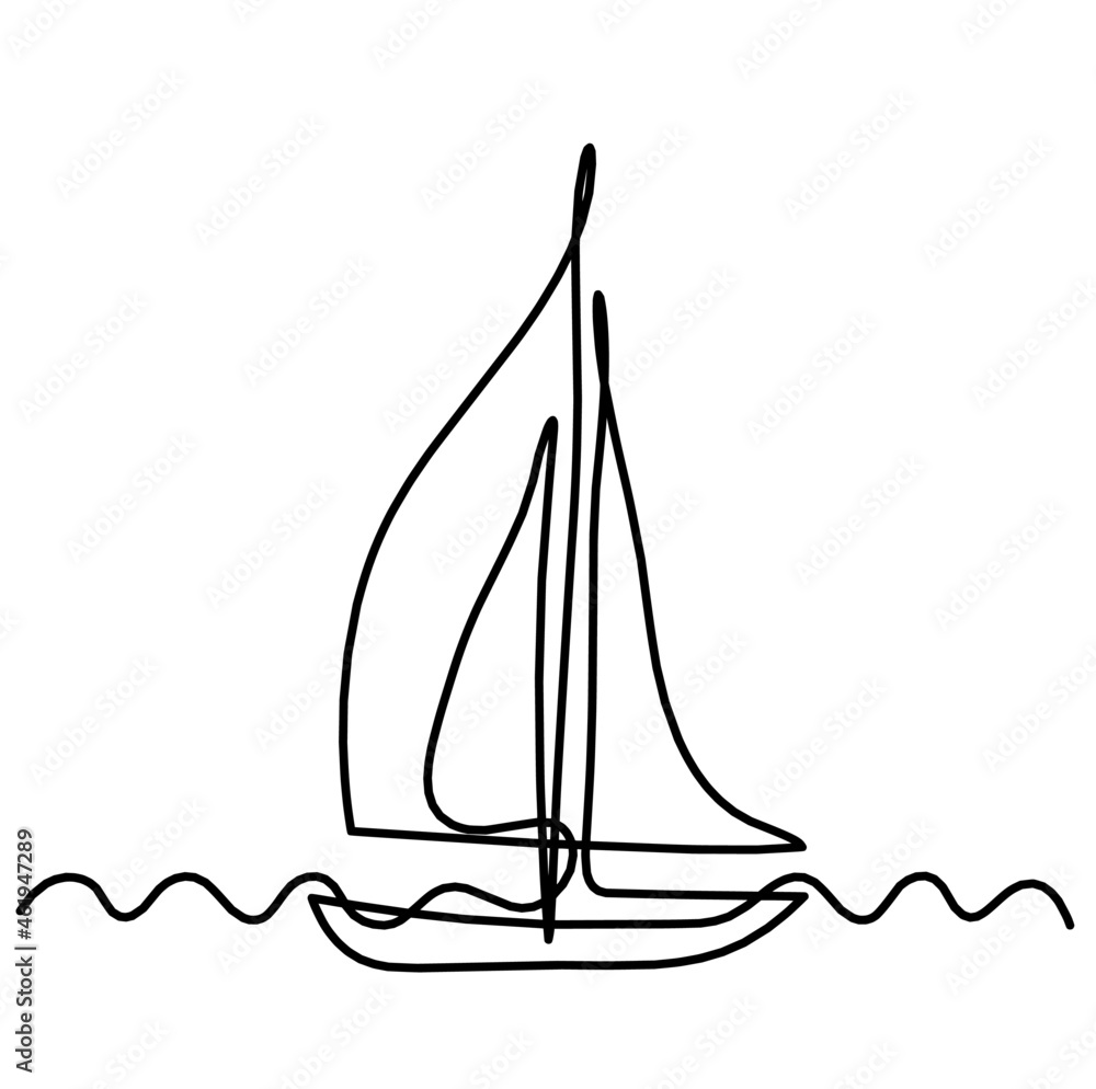 Abstract boat as line drawing on white background. Vector Abstract boat as line drawing on white background. Vector