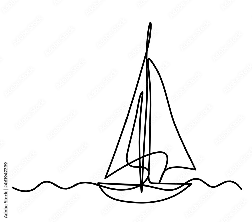 Abstract boat as line drawing on white background. Vector Abstract boat as line drawing on white background. Vector