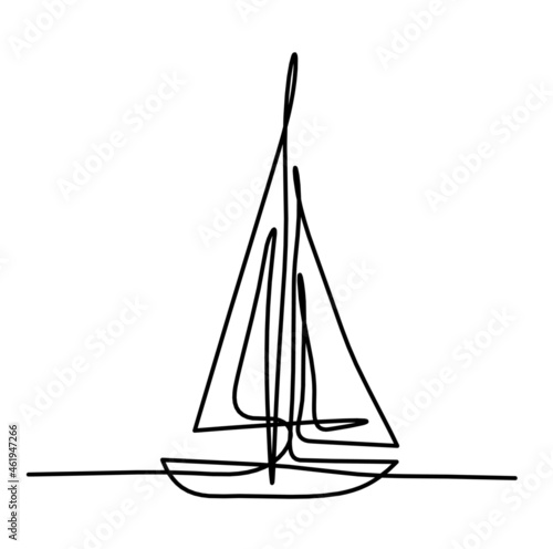 Abstract boat as line drawing on white