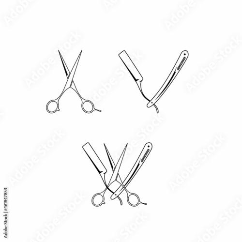 Amazing scissors and shaver with alone and both Image graphic icon logo design abstract concept vector stock. Can be used as a symbol related to barbershop or shaving