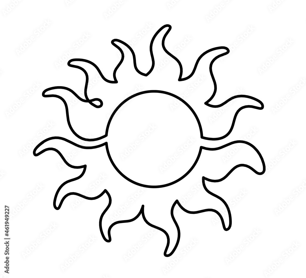 Abstract sun as line drawing on white background Abstract sun as line drawing on white background