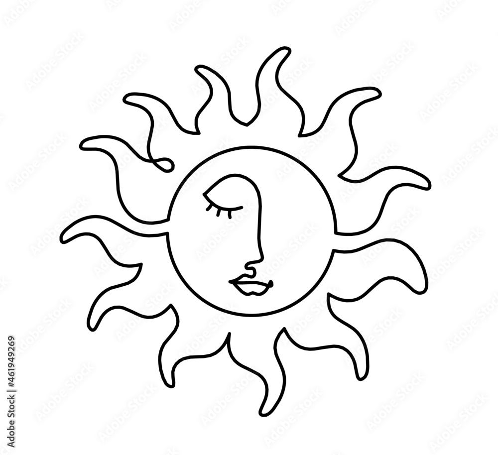 Abstract sun as line drawing on white background Abstract sun as line drawing on white background