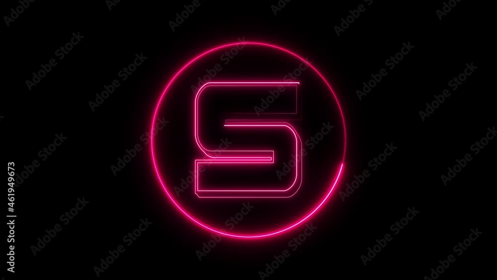 Neon font letter S ,Animated pink neon alphabet symbol on black background. Neon font letter S ,Animated pink neon alphabet symbol on black background.