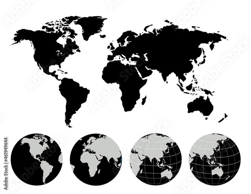 Abstract globes with abstract world map 