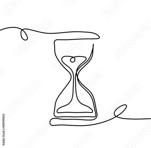 Abstract hourglass as line drawing on white background photo