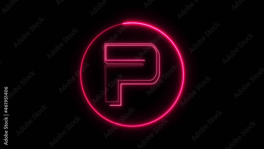 Neon font letter P uppercase appear in center and disappear after some time. Animated pink neon alphabet symbol on black background. Neon font letter P uppercase appear in center and disappear after some time. Animated pink neon alphabet symbol on black background.