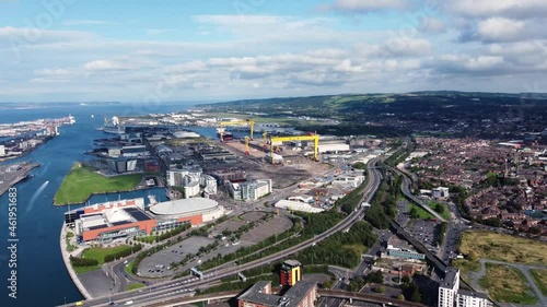 Aerial photo of Belfast City Skyline Cityscape Northern Ireland photo