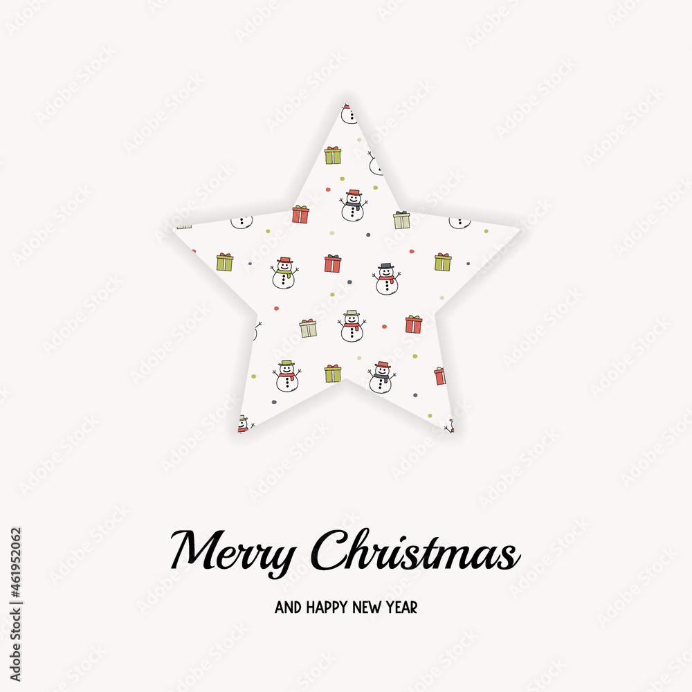 Christmas star with wishes and happy snowmen. Vector Christmas star with wishes and happy snowmen. Vector