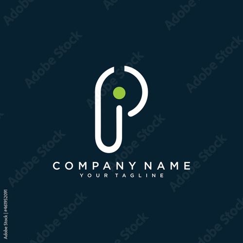 PI or IP logo design simple modern template.