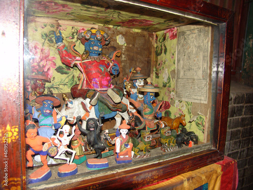 Buddhist deities in the museum of archaeological finds during excavations of ancient burials in Mongolia