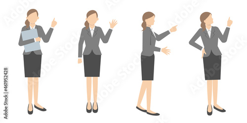 シンプルな　スーツ　女性　イラストセット