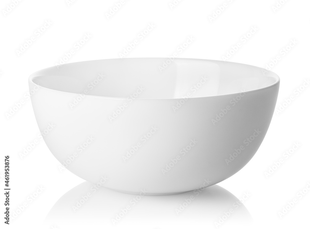 clean empty white ceramic bowl isolated with clipping path - obrazy, fototapety, plakaty 