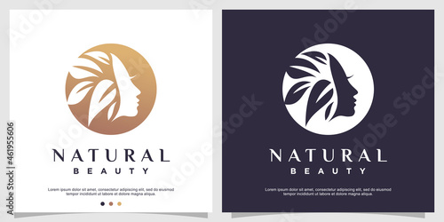Natural beauty logo concept with unique style Premium Vector