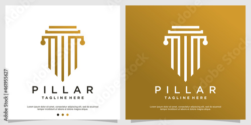 Pillar logo concept with minimalist modern style Premium Vector