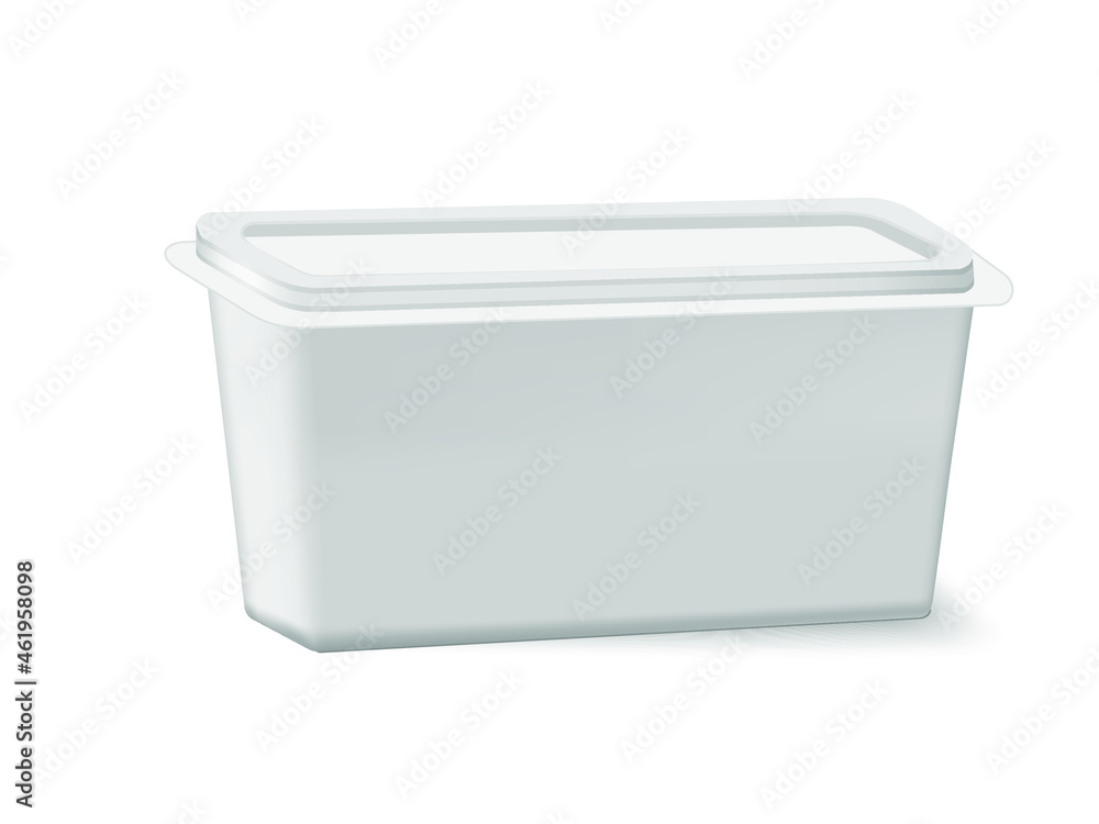 Plastic container for food products (butter, margarine, melted cheese ...