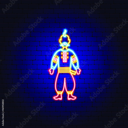 Kozak Neon Sign. Vector Illustration of Ukraine Promotion.