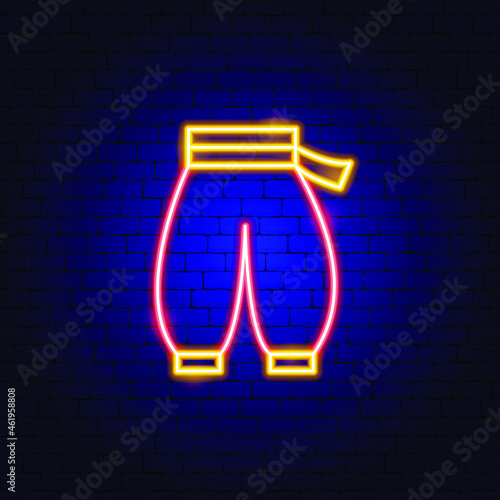 Kozak Trousers Neon Sign. Vector Illustration of National Clothes Promotion.