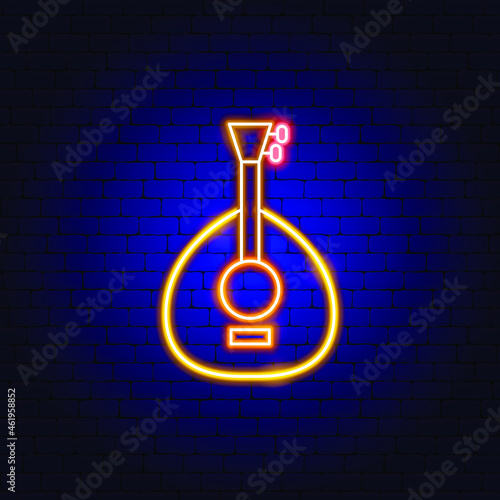 Pandora Neon Sign. Vector Illustration of Ukraine Music Promotion.