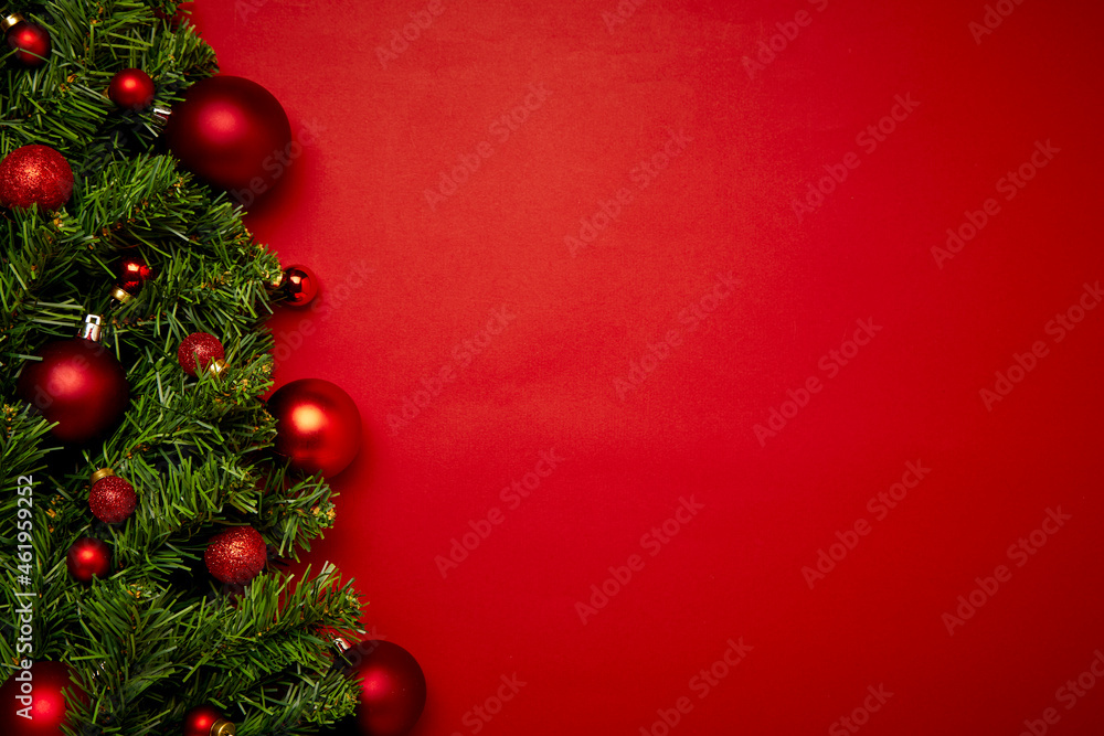 Merry Christmas composition on red background Merry Christmas composition on red background