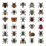 Filled outline icons for insects.
