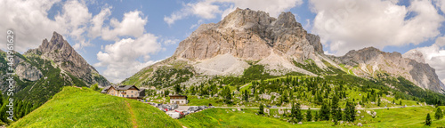 Panoramic view at the Falzarego Pass in South Tyrol Dolomites - Italy photo