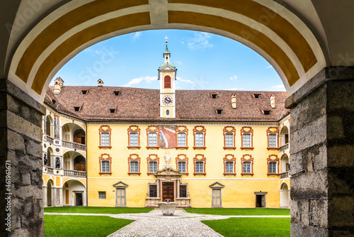 Canvas Print View at the Courtyard of Bressanone Castle in South Tyrol Dolomites in Italy