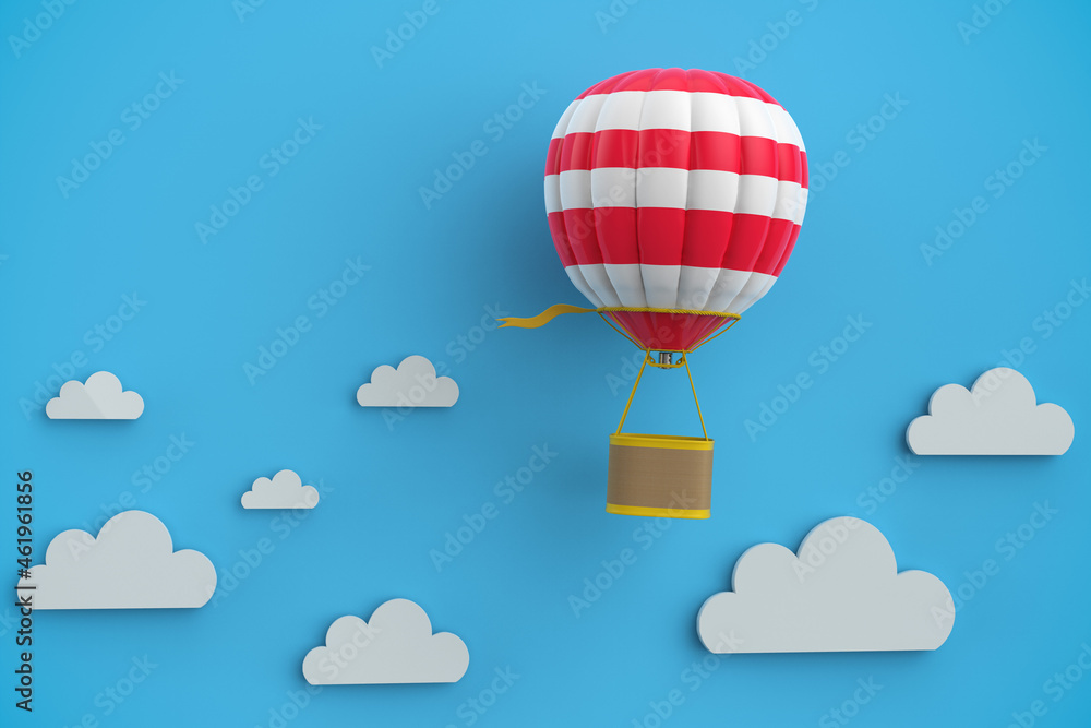 Fototapeta premium hot air balloon with cloud on blue sky