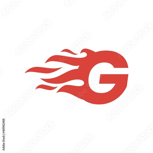g letter fire flame hot uppercase logo vector icon illustration