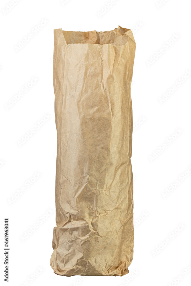 Paper bag for wrapping alcoholic beverages isolated on white background.