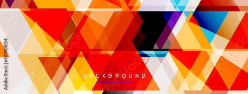 Color triangles composition, geometric abstract background. Techno or business concept, pattern for wallpaper, banner, background, landing page