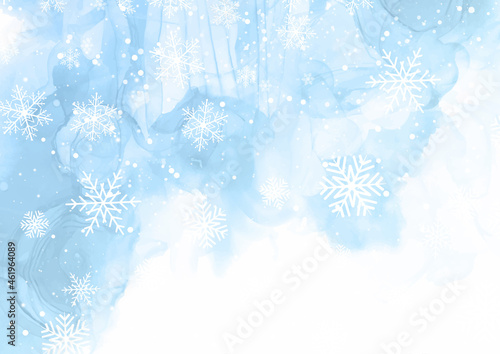 Watercolour christmas background with snowflakes