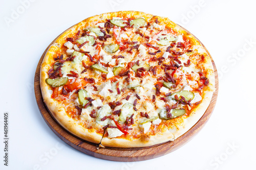 italian pizza on white plate and white plate