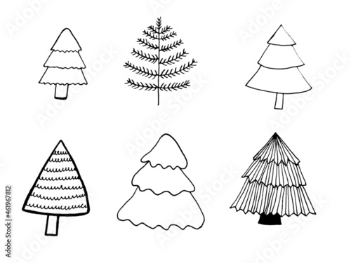 set of christmas trees